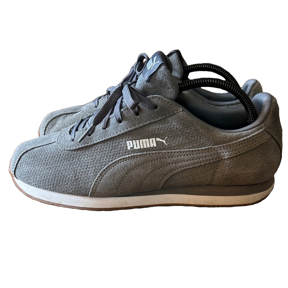PUMA Puna Suede Classics Men's Gray Suede Low Top Lace-Up Sneaker Size 7.5